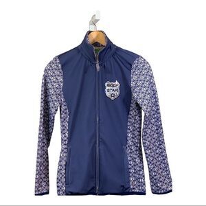 GIRLS GOLF Women’s ‘Golf Star’ Sequin Detail Zip Up Jacket Blue Size Small